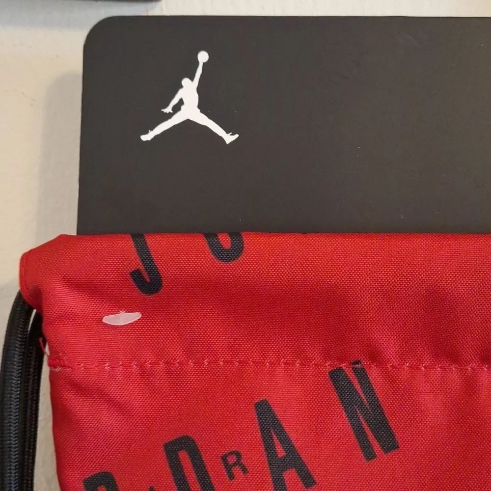 AIR JORDAN drawstring backpack red black travel bag sports accessory
